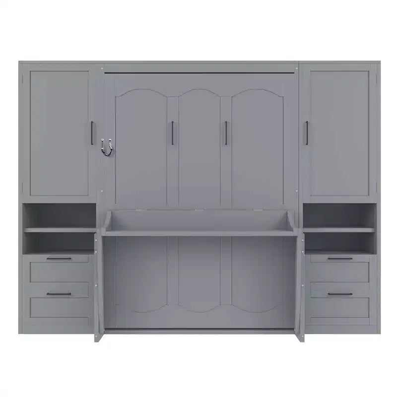 Lit escamotable mural complet avec armoire, Lit armoire escamotable pleine grandeur