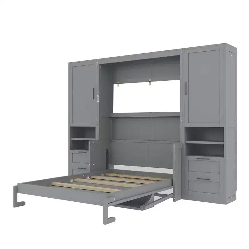 Lit escamotable mural complet avec armoire, Lit armoire escamotable pleine grandeur