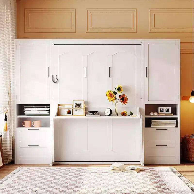 Lit escamotable mural complet avec armoire, Lit armoire escamotable pleine grandeur