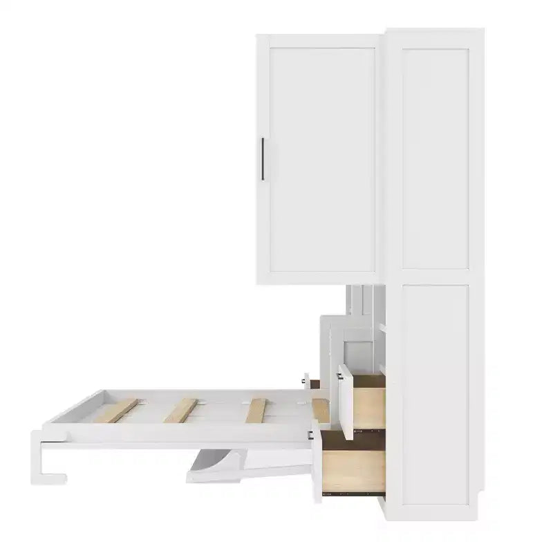 Lit escamotable mural complet avec armoire, Lit armoire escamotable pleine grandeur