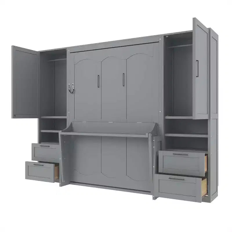 Lit escamotable mural complet avec armoire, Lit armoire escamotable pleine grandeur