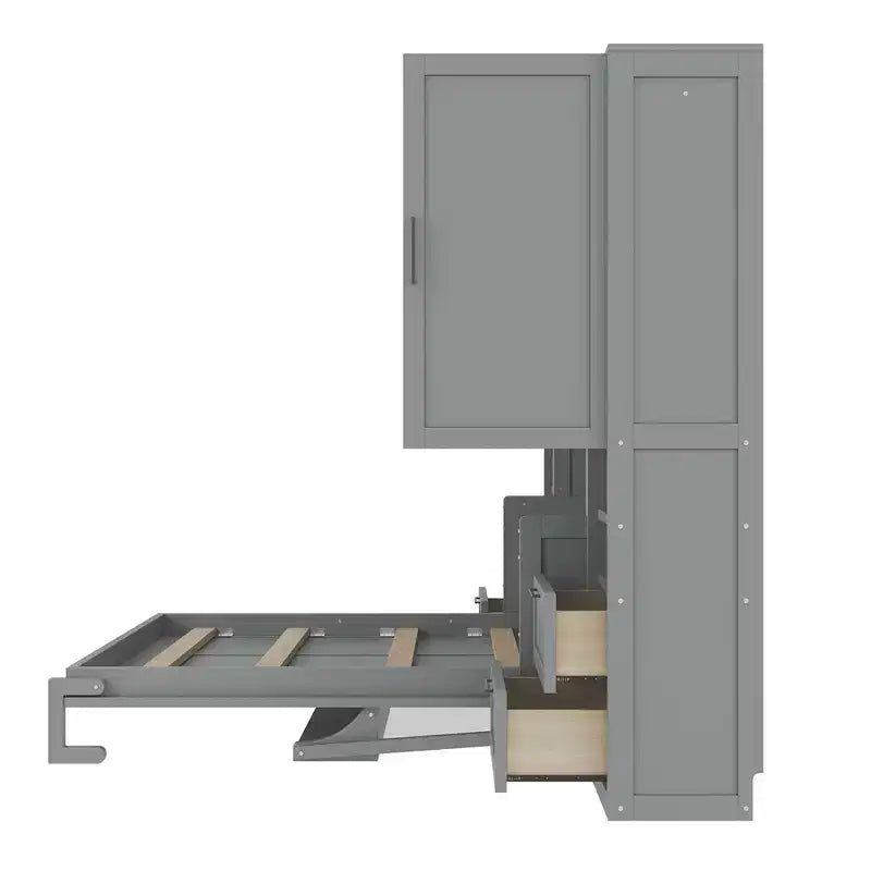 Lit escamotable mural complet avec armoire, Lit armoire escamotable pleine grandeur