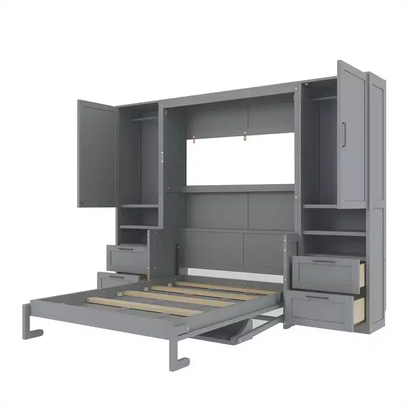 Lit escamotable mural complet avec armoire, Lit armoire escamotable pleine grandeur
