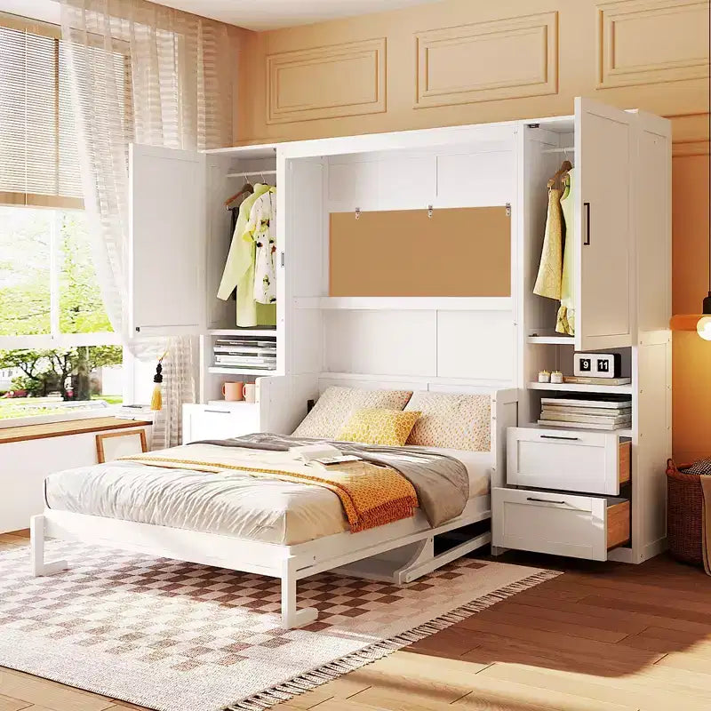 Lit escamotable mural complet avec armoire, Lit armoire escamotable pleine grandeur