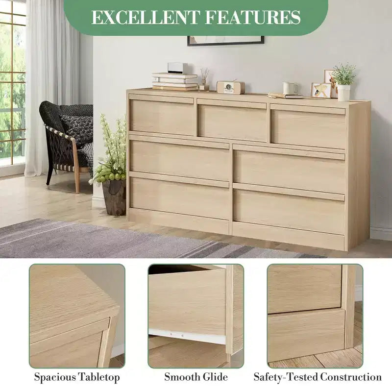 Commode, buffet en bois durable avec tiroirs, plateau spacieux