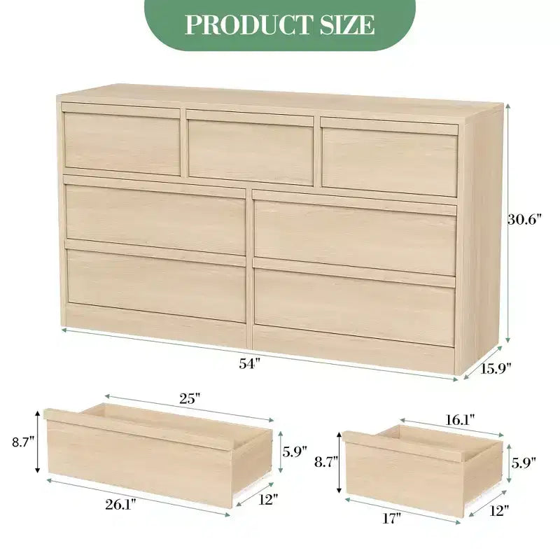 Commode, buffet en bois durable avec tiroirs, plateau spacieux