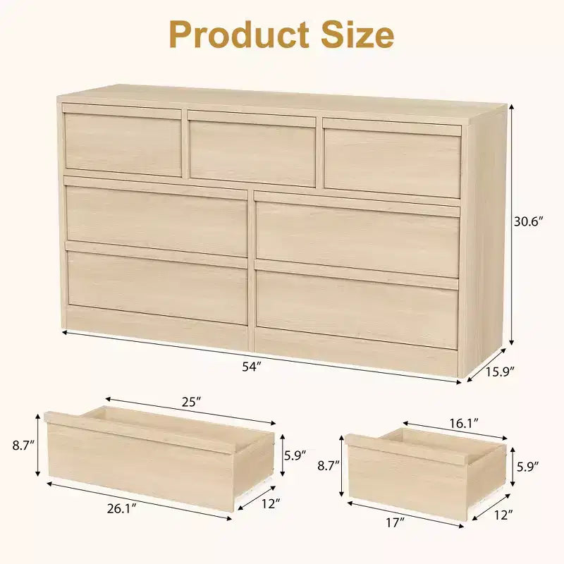 Commode, buffet en bois durable avec tiroirs, plateau spacieux