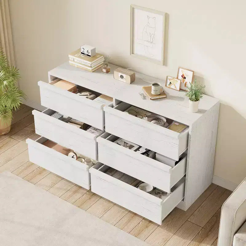 Commode, buffet en bois durable avec tiroirs, plateau spacieux