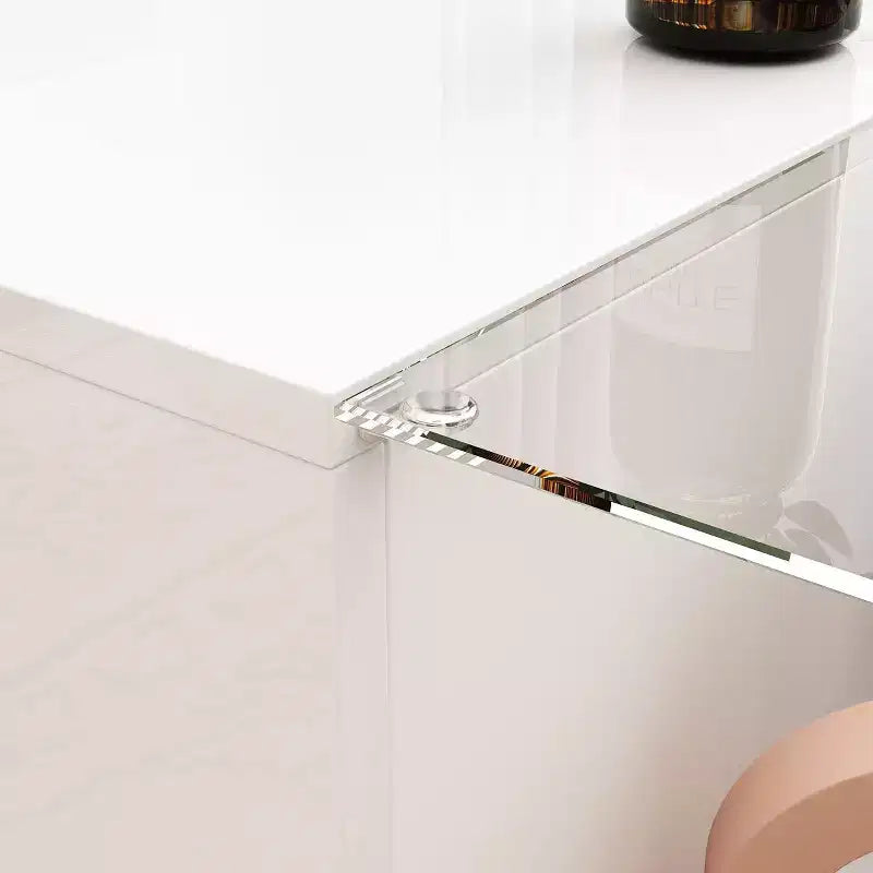Table basse à LED blanc brillant avec rangement multi-zone et tiroir
