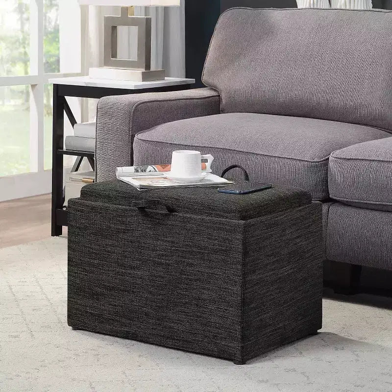 HomeStock Comfort Accent Storage Ottoman with Reversible Tray