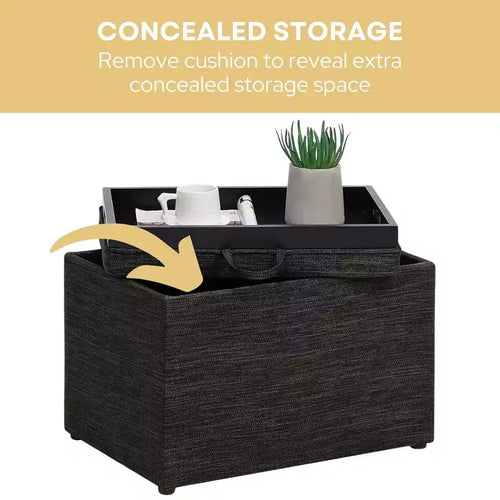 Pouf de rangement d’appoint avec plateau réversible