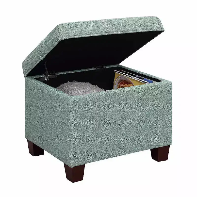 Banc de rangement capitonné en lin