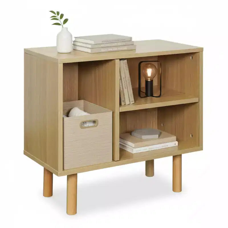 Home Zone Living Stackable Storage Cube End Table with Customizable Door and Shelf Options