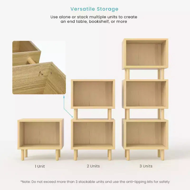 Table d'appoint cube de rangement empilable avec porte et étagères personnalisables