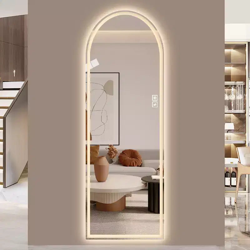GDFStudio Astra Modern 65H Arched LED Full Length Mirror with Adjustable Light Modes