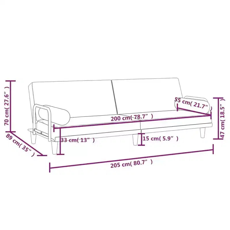 Canapé convertible avec accoudoirs Canapé inclinable Causeuse Tissu