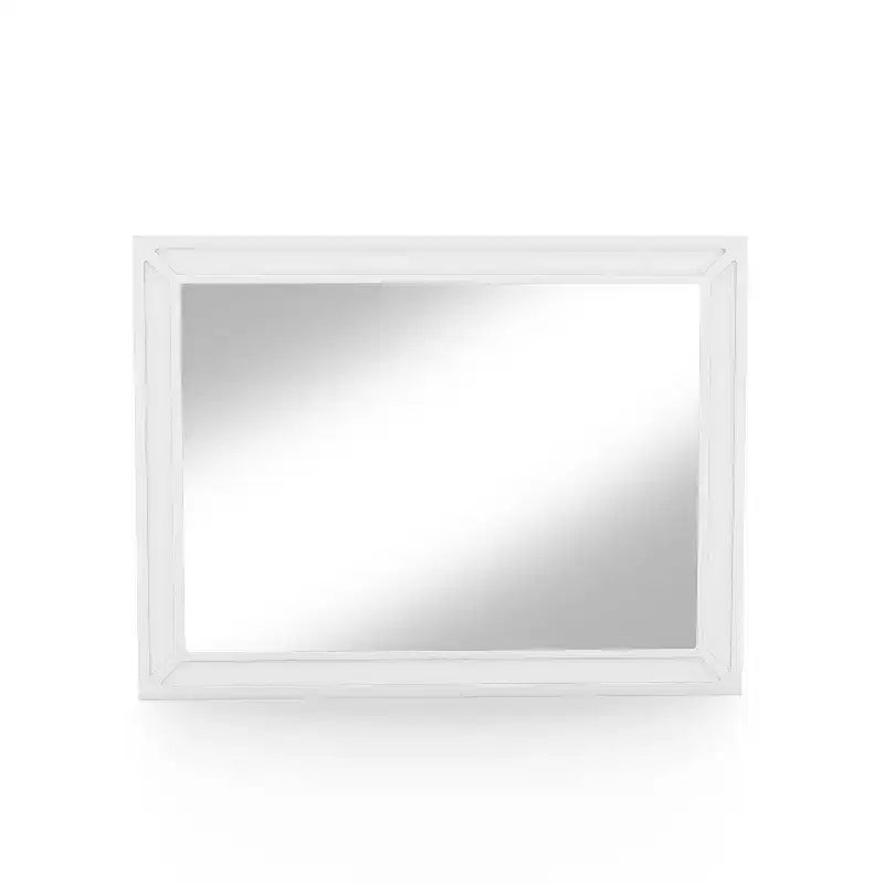 Miroir contemporain avec éclairage LED et prise USB, blanc lumineux