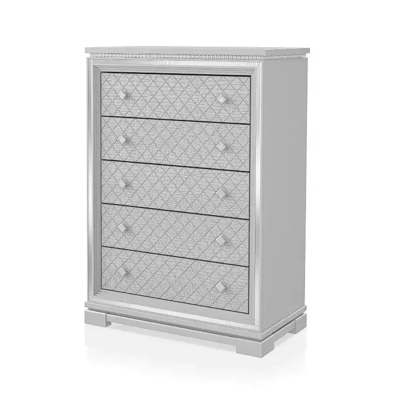 Commode 5 tiroirs Argent