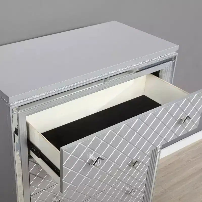 Commode 5 tiroirs Argent