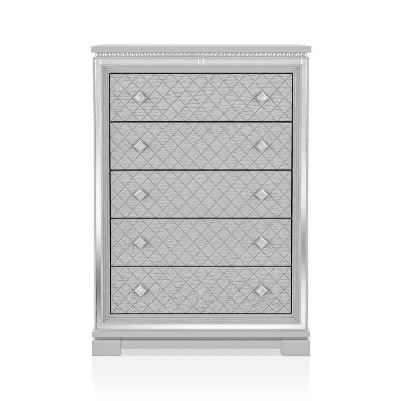 Commode 5 tiroirs Argent