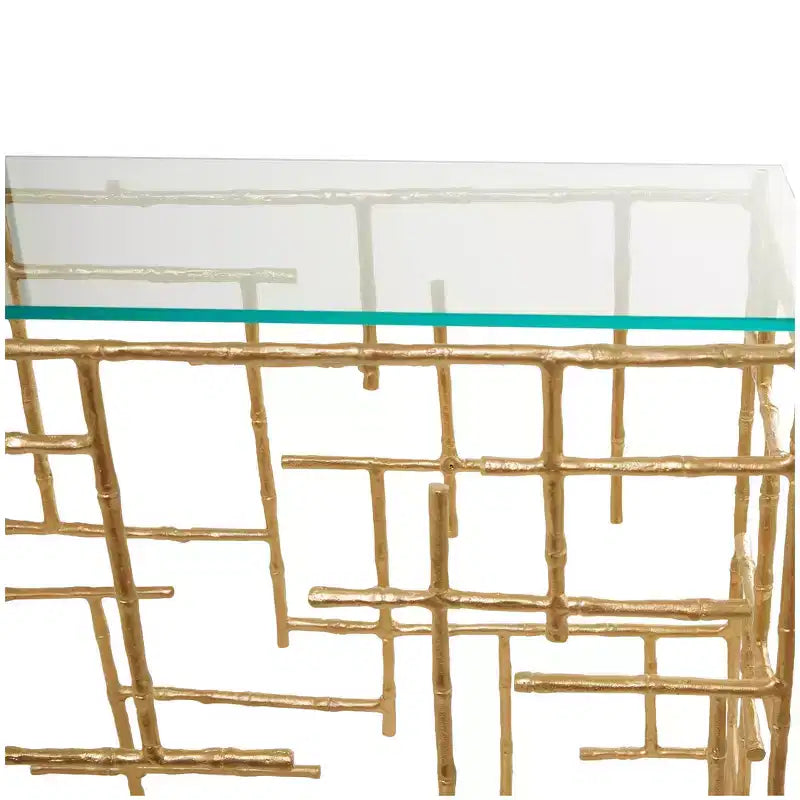 Console en aluminium contemporaine dorée