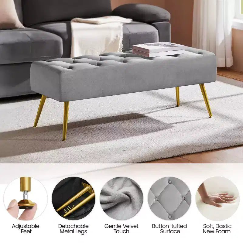 Banc Ottoman Rembourré Moderne Capitonnage Boutonné