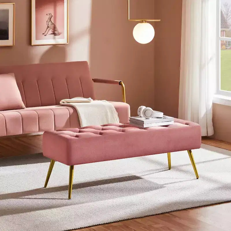 Banc Ottoman Rembourré Moderne Capitonnage Boutonné