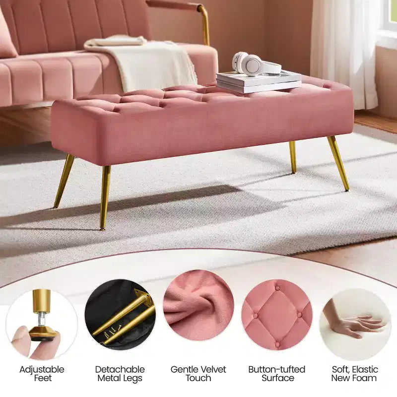 Banc Ottoman Rembourré Moderne Capitonnage Boutonné
