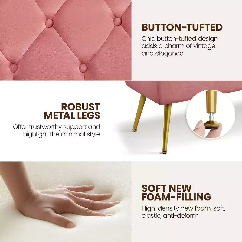 Banc Ottoman Rembourré Moderne Capitonnage Boutonné