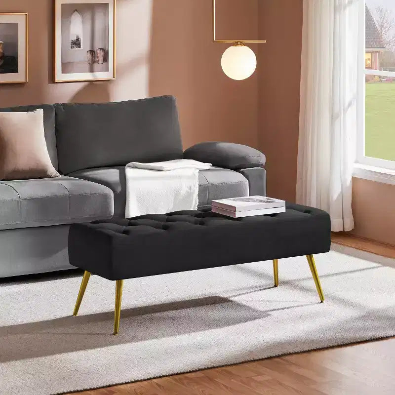 Banc Ottoman Rembourré Moderne Capitonnage Boutonné