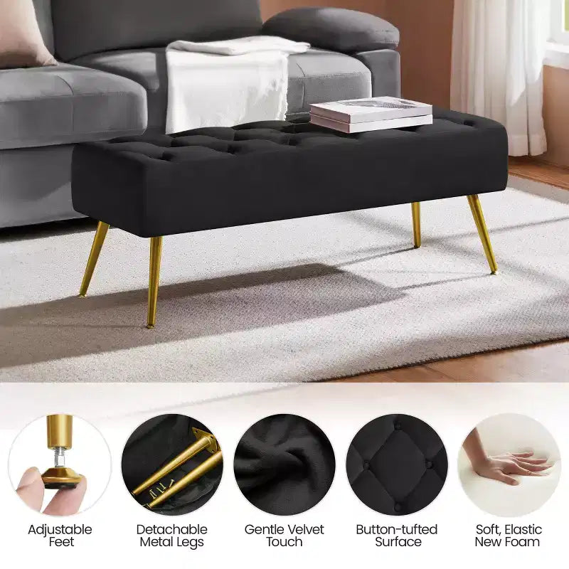 Banc Ottoman Rembourré Moderne Capitonnage Boutonné