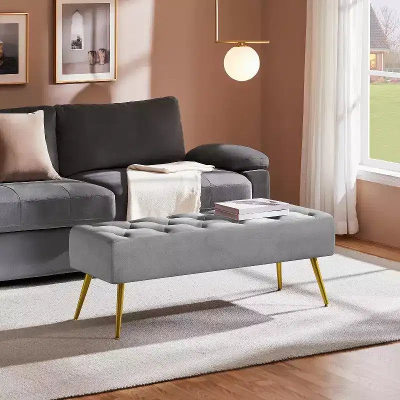 Banc Ottoman Rembourré Moderne Capitonnage Boutonné