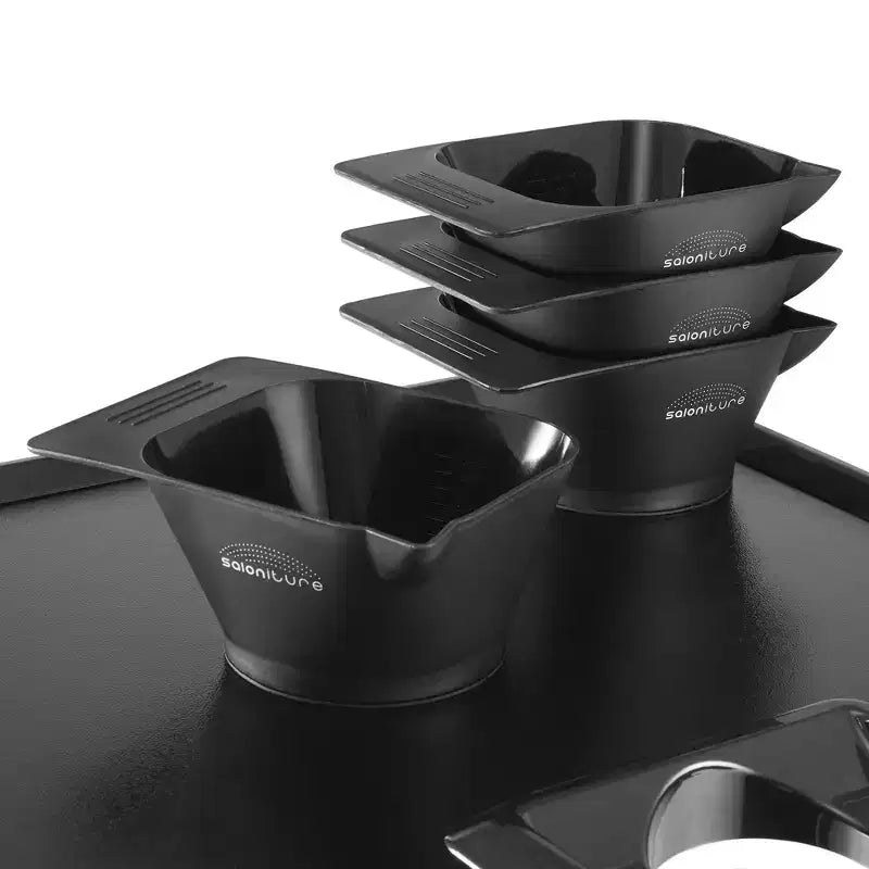 Desserte de coloration à roulettes – Chariot de coiffeur portable avec bols magnétiques, Noir