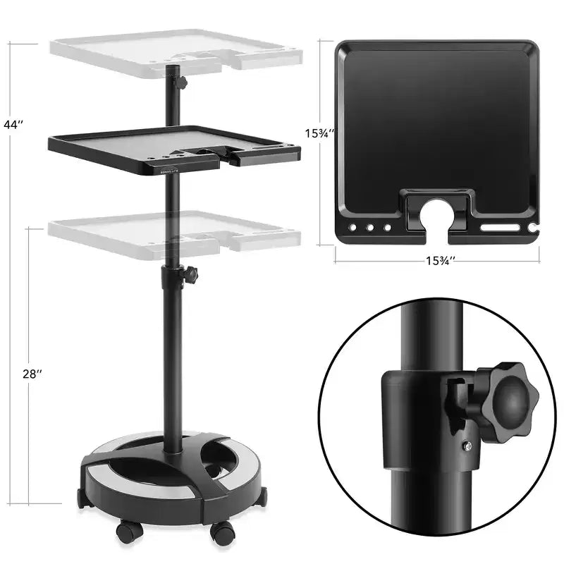 Desserte de coloration à roulettes – Chariot de coiffeur portable avec bols magnétiques, Noir