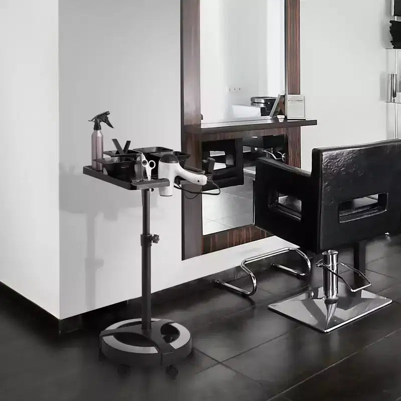 Desserte de coloration à roulettes – Chariot de coiffeur portable avec bols magnétiques, Noir